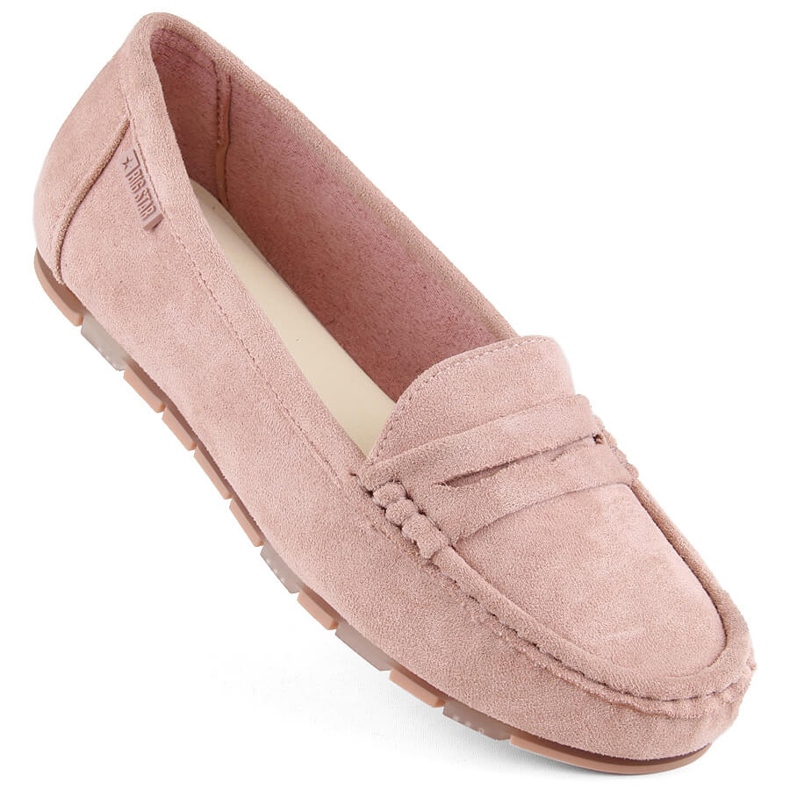 Mocasines cómodos de mujer en ante, rosa Big Star NN274928 rosado