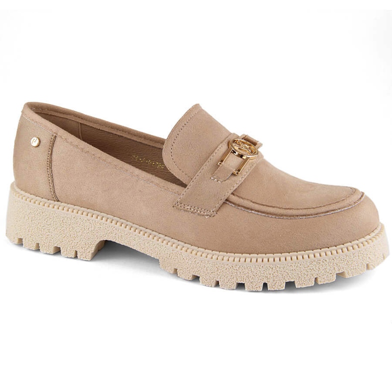 Zapatos de mujer de ante, mocasines beige Potocki YQ21047