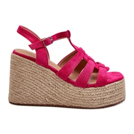 Sandalias cuña con trenza Fucsia Gnosis rosa