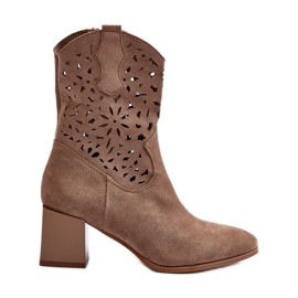 Jezzi Botines de ante con parte superior calada en un bloque, Irvelame beige oscuro