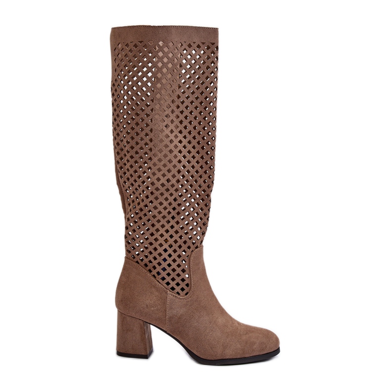 Botas Tacón Calado Ante Beige Jolenna