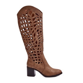 Botas Tacón Calado Marrón Pinkema