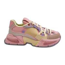 Zapatillas Deportivas de Mujer con Suela Gruesa, Peonema Rosa y Amarilla rosado