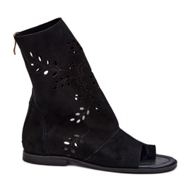 Zazoo 3437 Sandalias de ante para mujer con cremallera superior, negro Zazoo 3437 Sandalias de ante para mujer con cremallera superior, negro