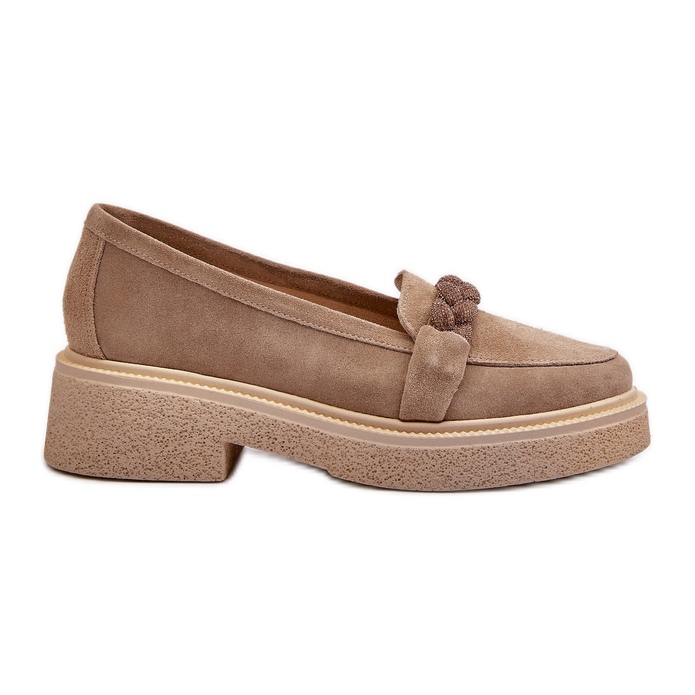 Zazoo 3429/W Mocasines Mujer Ante Con Adorno, Beige