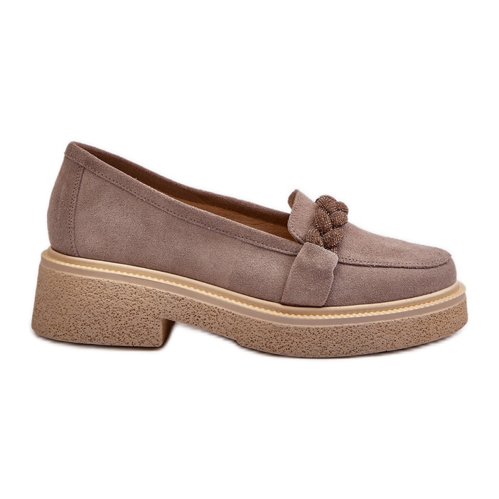 Zazoo 3429/W Mocasines de mujer de ante con decoración capuchino beige