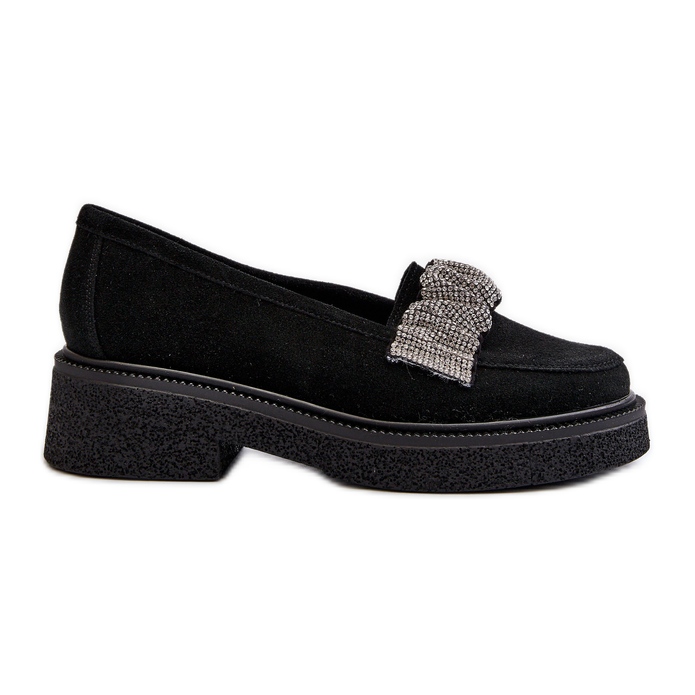 Zazoo 3419 Mocasines Mujer De Ante Con Tira Decorativa, Negro