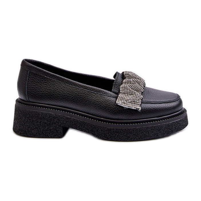 Zazoo 3419 Mocasines Mujer Piel Con Correa Decorativa, Negro