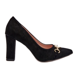 Zazoo 2453/OS Zapatos De Salón De Ante Con Tacón Y Corazón, Negro