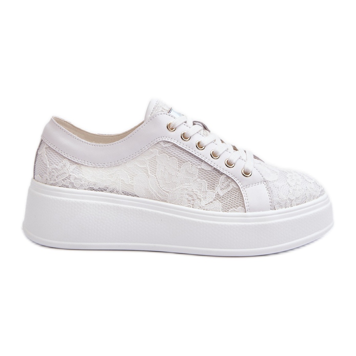S.Barski Zapatillas de encaje de encaje en la plataforma S. Barski Hy51-059 White blanco S.Barski Zapatillas de encaje de encaje en la plataforma S. Barski Hy51-059 White blanco