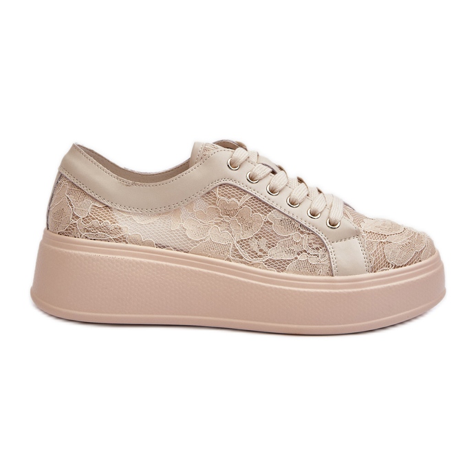 S.Barski Zapatillas de encaje de encaje en la plataforma S. Barski Hy51 beige
