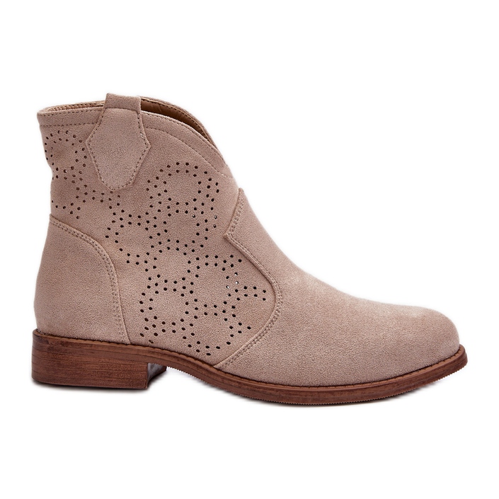 Botas de Mujer Caladas con Tacón Plano, Beige Claro S.Barski HY66-151