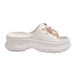Chanclas de espuma para mujer con adornos, blanco Afariana