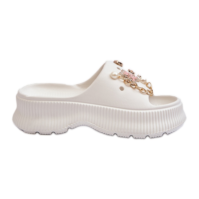 Chanclas de espuma para mujer con adornos, blanco Afariana Chanclas de espuma para mujer con adornos, blanco Afariana