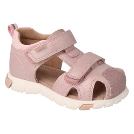 Sandalias infantil befado, aplicación de piel, velcro 170P081, rosa rosado