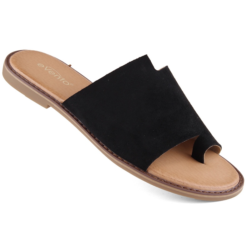 Chanclas de ante para mujer, color negro eVento 4586