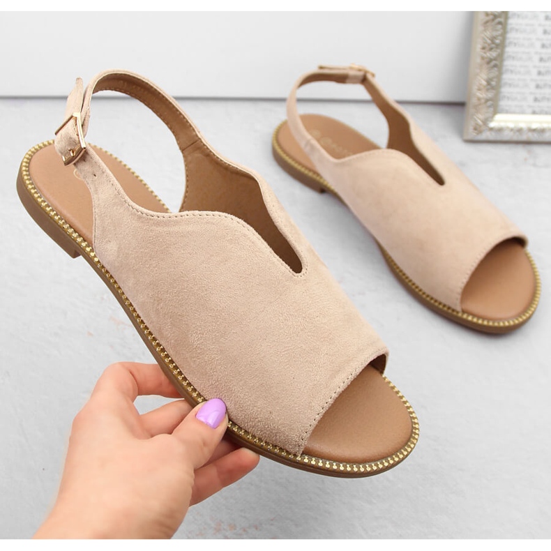 Sandalias planas mujer ante beige Potocki BF47305