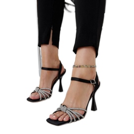 Sandalias tacón Ankica negras brillantes negro