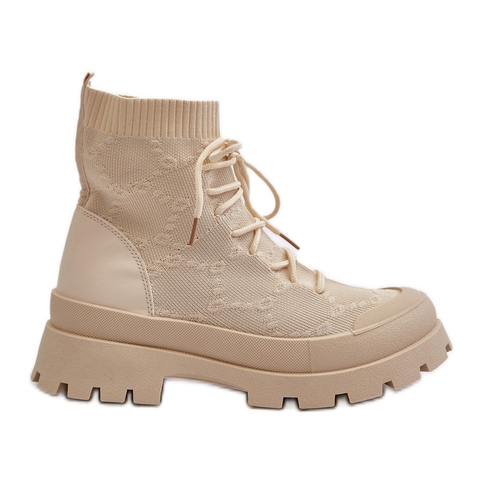 Botas tipo calcetín sin cordones para mujer Solime beige claro