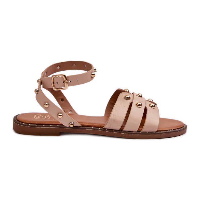 Sandalias planas decoradas para mujer en beige de Ianaera marrón