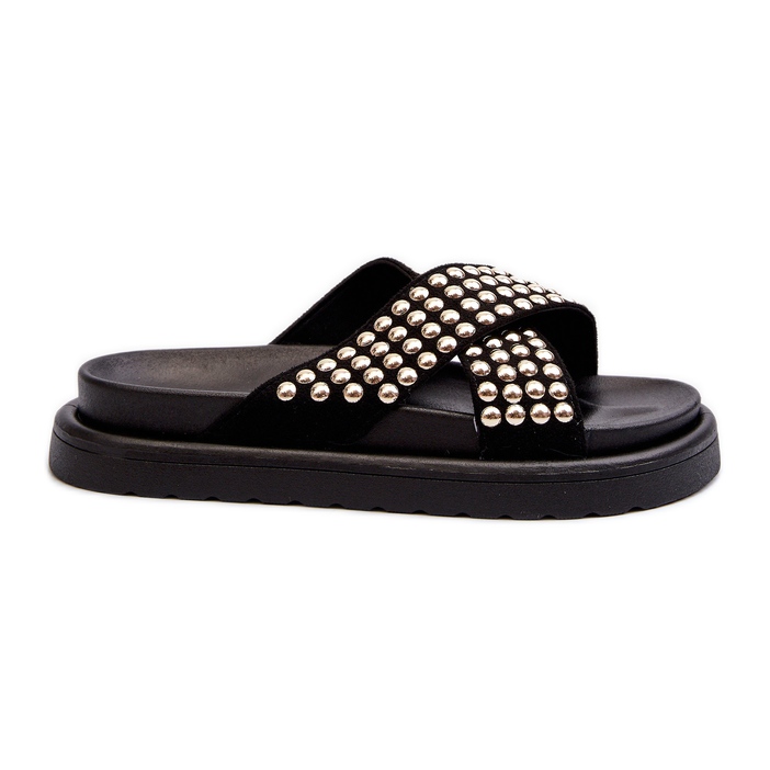FG2 Chanclas de Mujer con Plataforma Decorada Negro Niraela