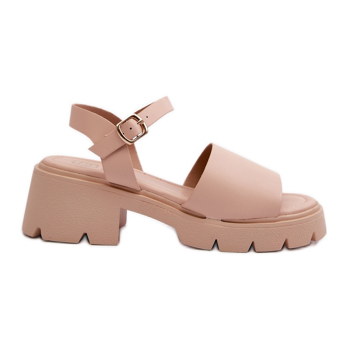 Sandalias de mujer con tacón grueso Nude Dottiassa beige