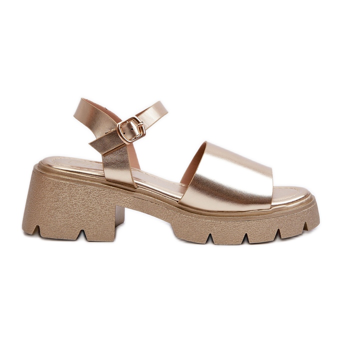Sandalias de tacón grueso para mujer, dorado Dottiassa