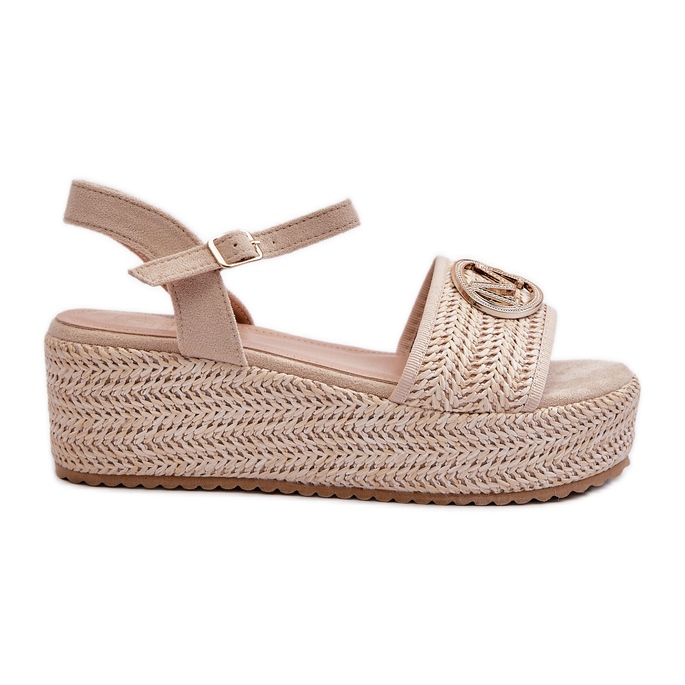 Sandalias Mujer Cuña Con Trenza Beige Esalena