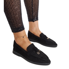 Mocasines negros con colgante de metal de Fiorano Mocasines negros con colgante de metal de Fiorano