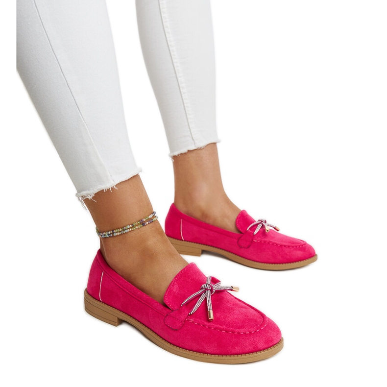 Mocasines rosa oscuro con lazo decorativo de Endike rosado