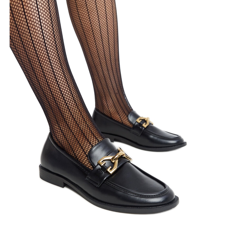 Mocasines Lea hebilla negro Mocasines Lea hebilla negro