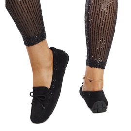 Mocasines Hayam negros con lazo