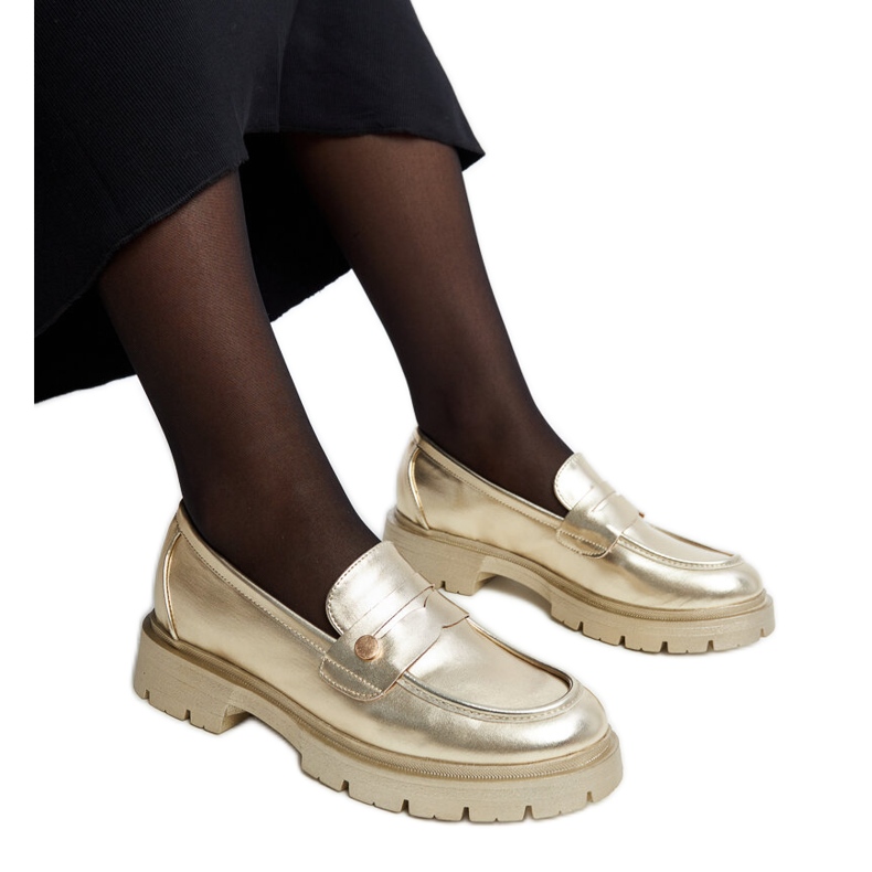 Mocasines de piel ecológica dorados Mladenka