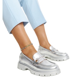 Mocasines de piel ecológica plateados Mladenka plata