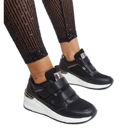 Zapatillas de cuña negras con cierre de velcro de Orly negro