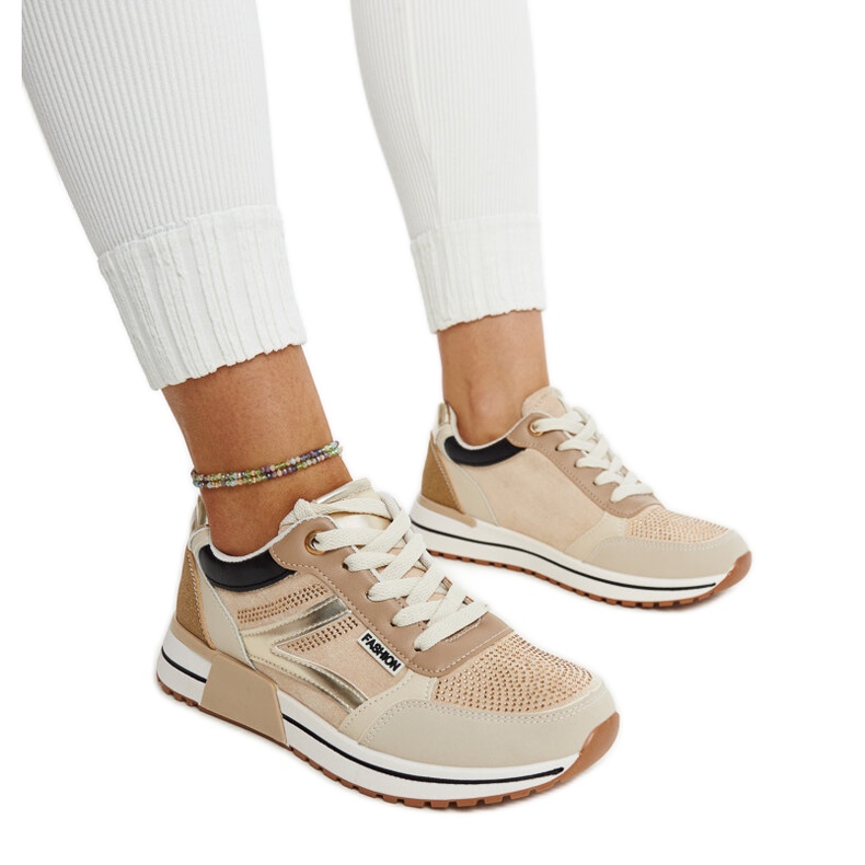 Deportivas plataforma beige con pedrería Mauli Deportivas plataforma beige con pedrería Mauli