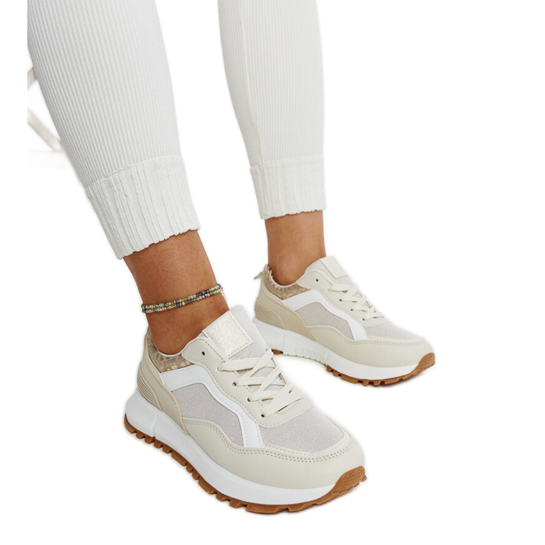 Deportivas plataforma beige con purpurina Evelia