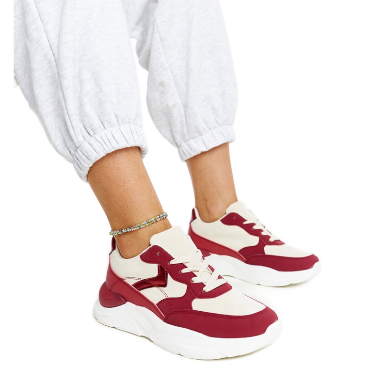 Deportivas beige y rojas con plataforma Nereida rojo Deportivas beige y rojas con plataforma Nereida rojo