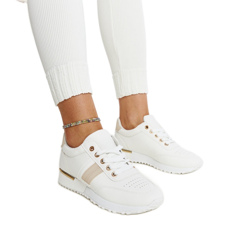 Zapatillas blancas y beige con plataforma de goma Nihad. blanco