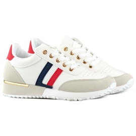 Calzado deportivo casual para mujer, blanco, elegantes zapatos con cordones.