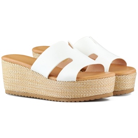 Sandalias cuña mujer blancas blanco