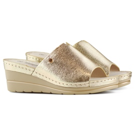 Sandalias cuña mujer cómodas doradas dorado