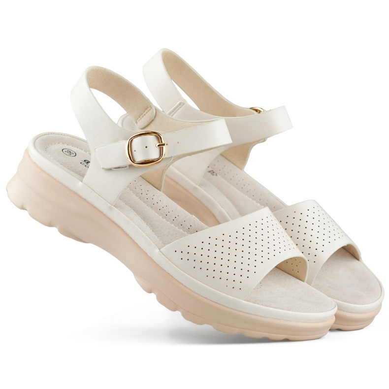 Goodin Sandalias de mujer cómodas con plantilla transpirable. beige