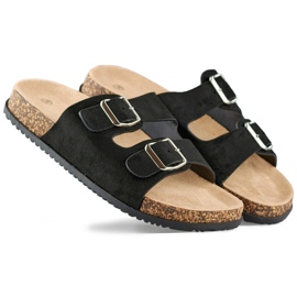 Chanclas de mujer negras con dos hebillas. negro Chanclas de mujer negras con dos hebillas. negro