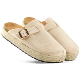 Alpargatas forradas de mujer con hebilla, beige