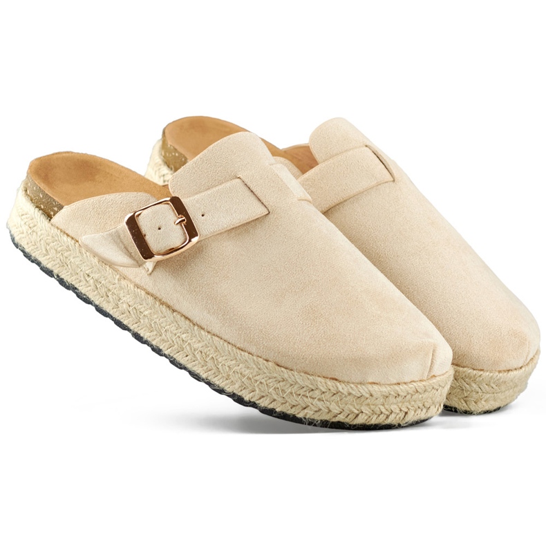 Alpargatas forradas de mujer con hebilla, beige
