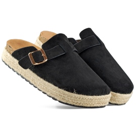 Alpargatas forradas de mujer con hebilla, negro
