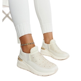 Deportivas Ashleey con cuña beige y pedrería