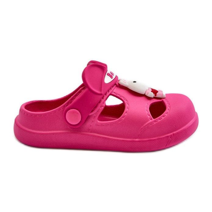 Pantuflas infantiles de espuma con adorno opaco fucsia rosado Pantuflas infantiles de espuma con adorno opaco fucsia rosado