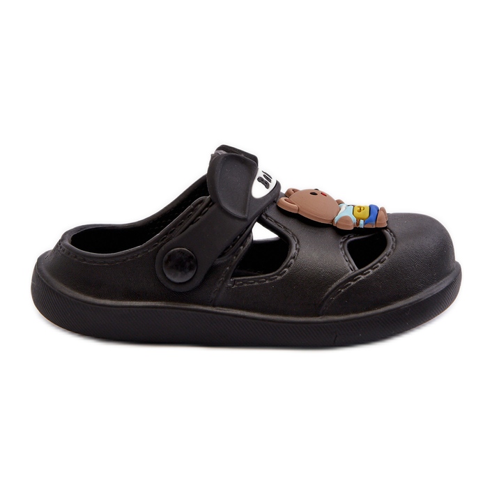 Chanclas infantiles de espuma con adorno, negro opleia